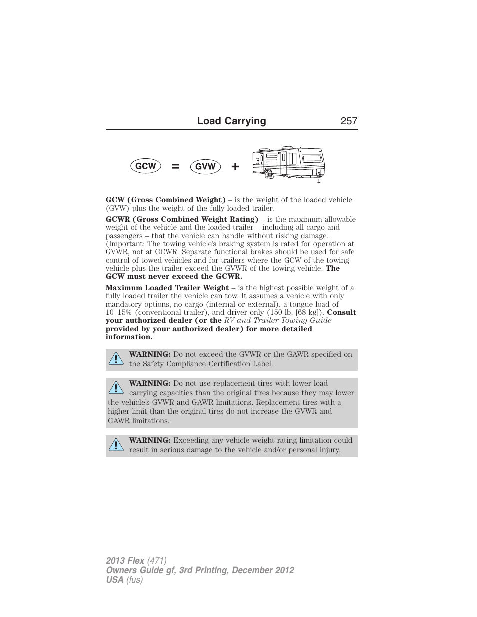 Load carrying 257 | FORD 2013 Flex v.3 User Manual | Page 258 / 547