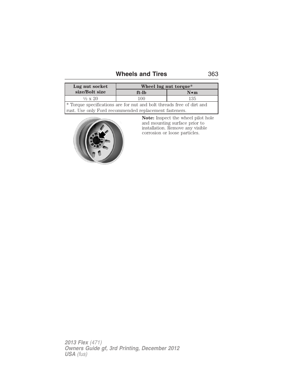 Wheels and tires 363 | FORD 2013 Flex v.3 User Manual | Page 364 / 547