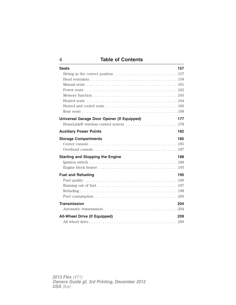 4table of contents | FORD 2013 Flex v.3 User Manual | Page 5 / 547
