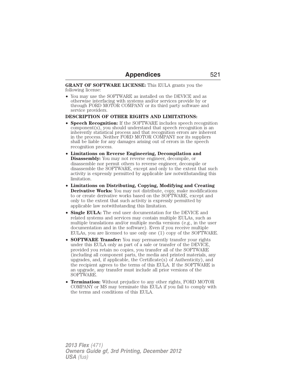 Appendices 521 | FORD 2013 Flex v.3 User Manual | Page 522 / 547