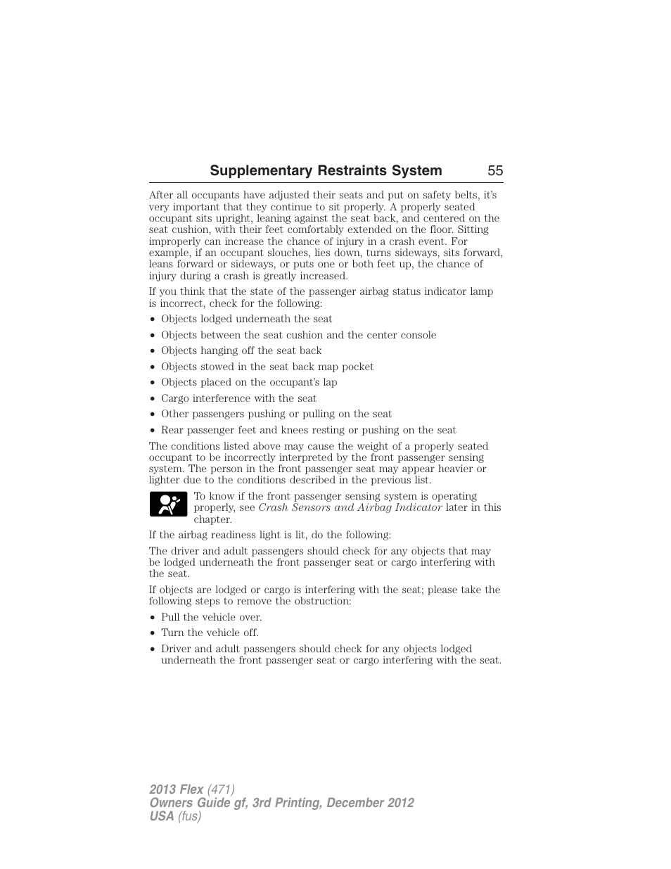 Supplementary restraints system 55 | FORD 2013 Flex v.3 User Manual | Page 56 / 547