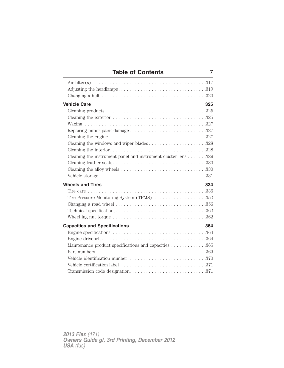 Table of contents 7 | FORD 2013 Flex v.3 User Manual | Page 8 / 547