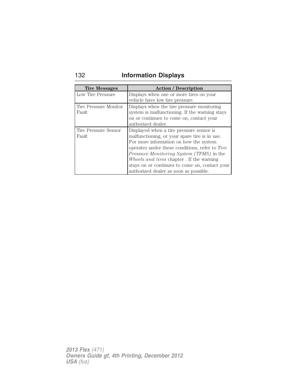 132 information displays | FORD 2013 Flex v.4 User Manual | Page 133 / 555