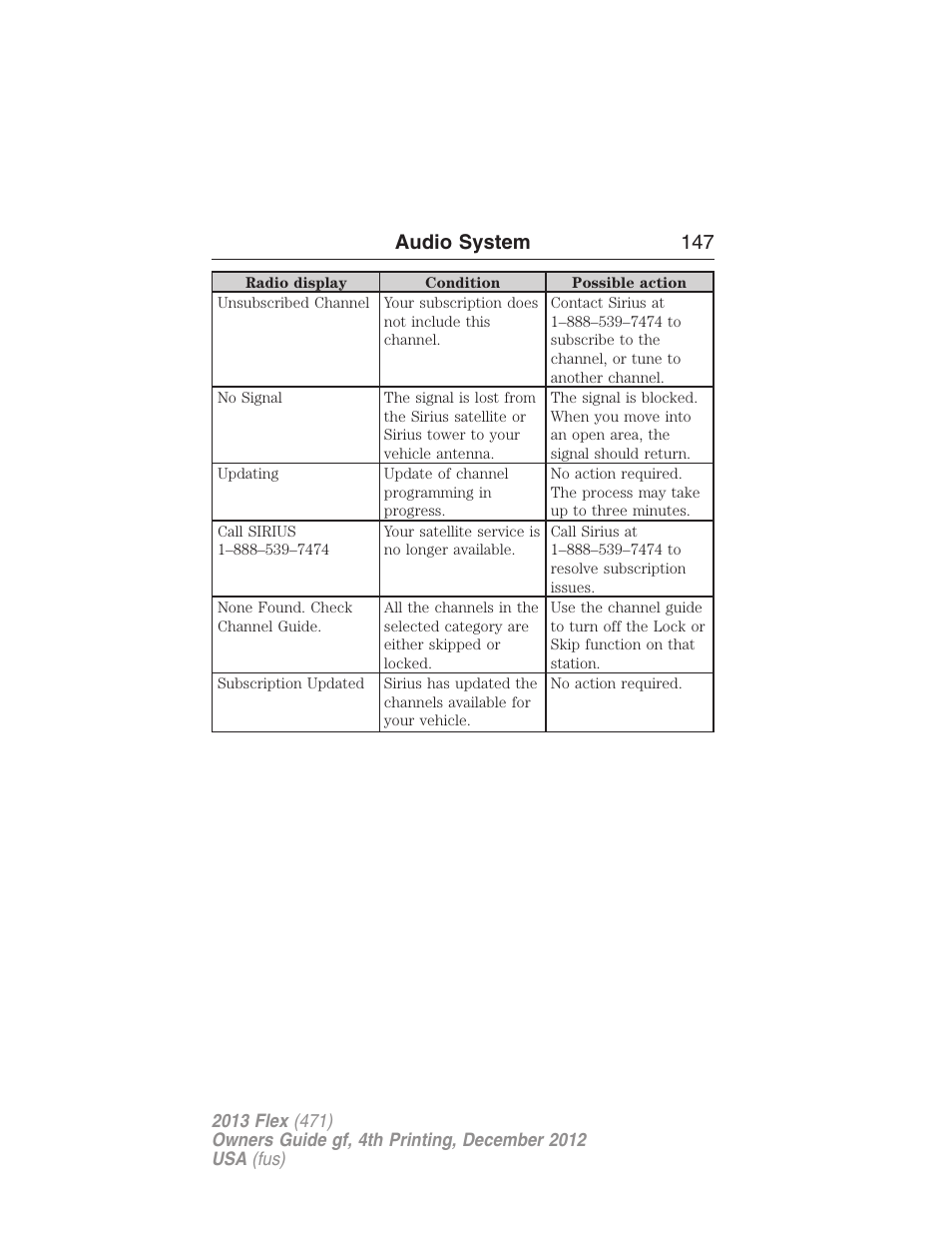 Audio system 147 | FORD 2013 Flex v.4 User Manual | Page 148 / 555
