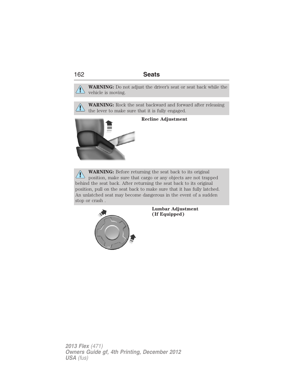 162 seats | FORD 2013 Flex v.4 User Manual | Page 163 / 555