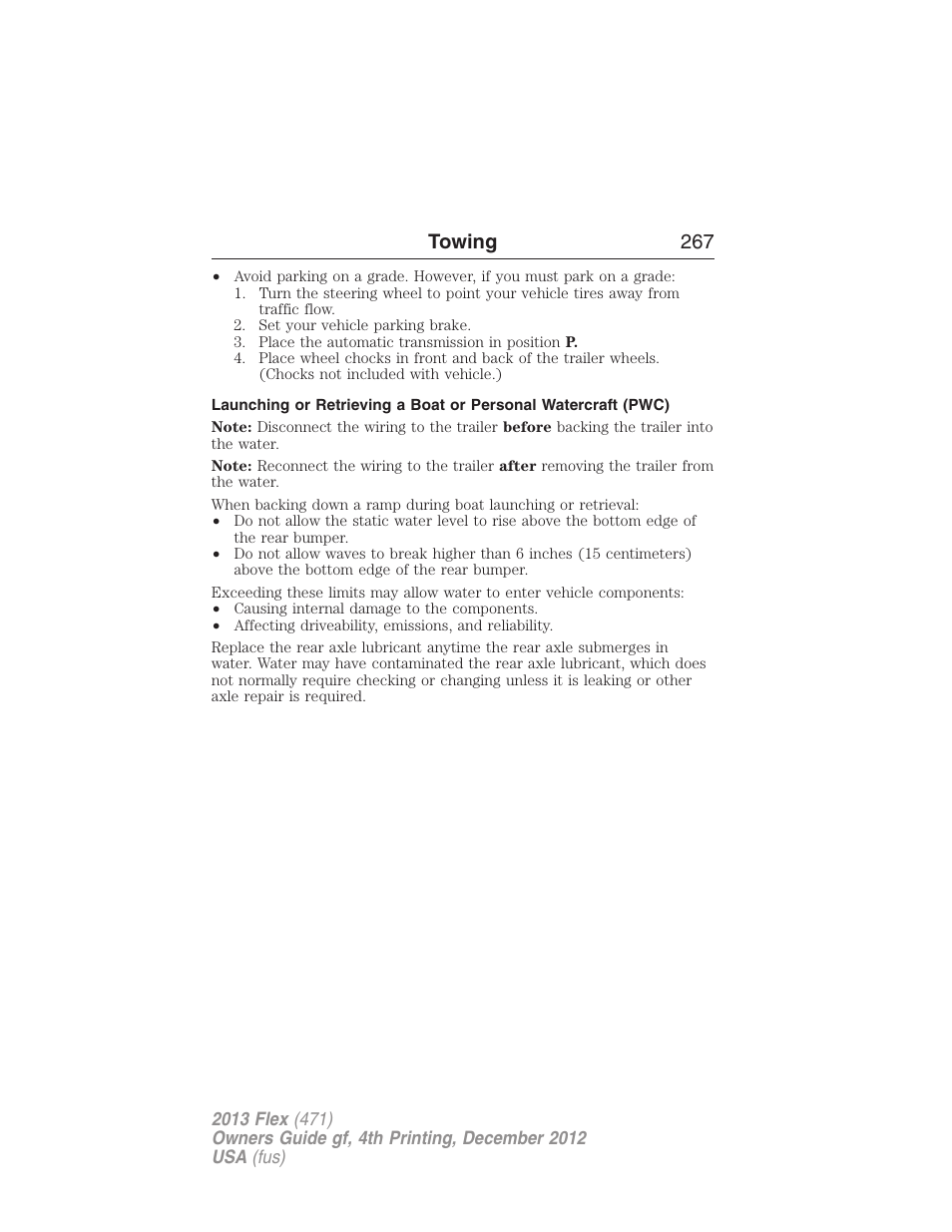 Towing 267 | FORD 2013 Flex v.4 User Manual | Page 268 / 555