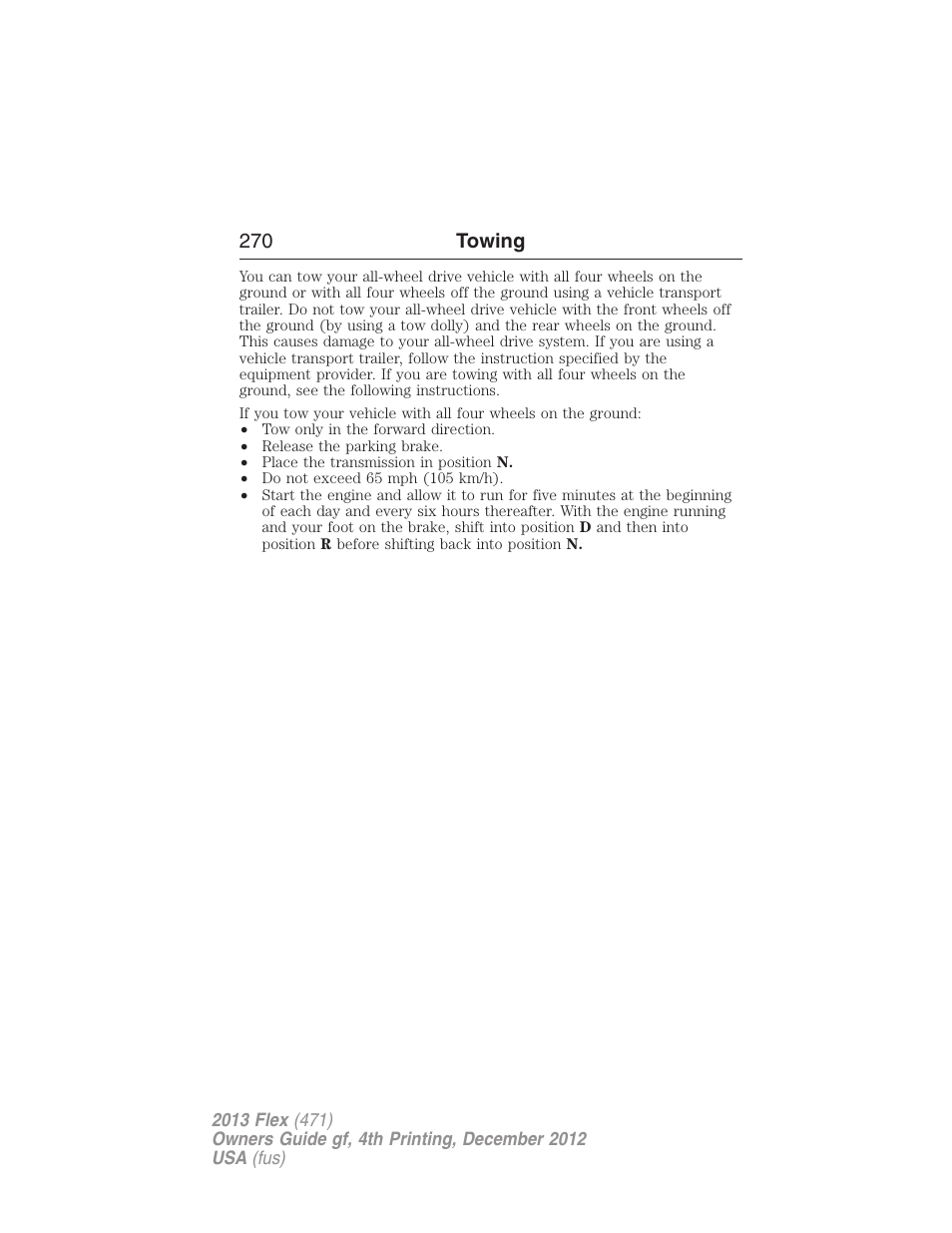 270 towing | FORD 2013 Flex v.4 User Manual | Page 271 / 555