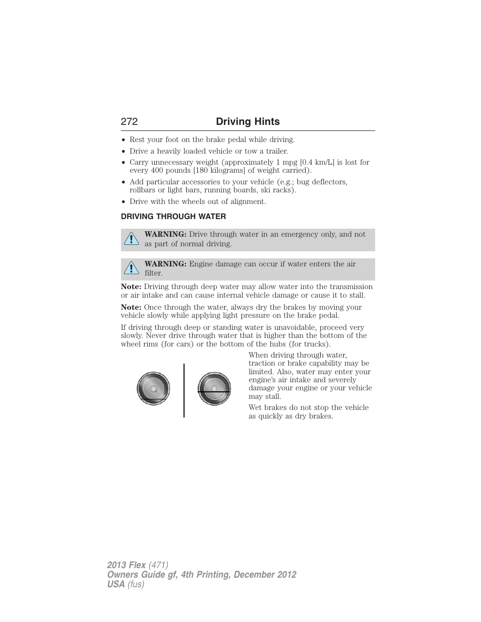 Driving through water, 272 driving hints | FORD 2013 Flex v.4 User Manual | Page 273 / 555