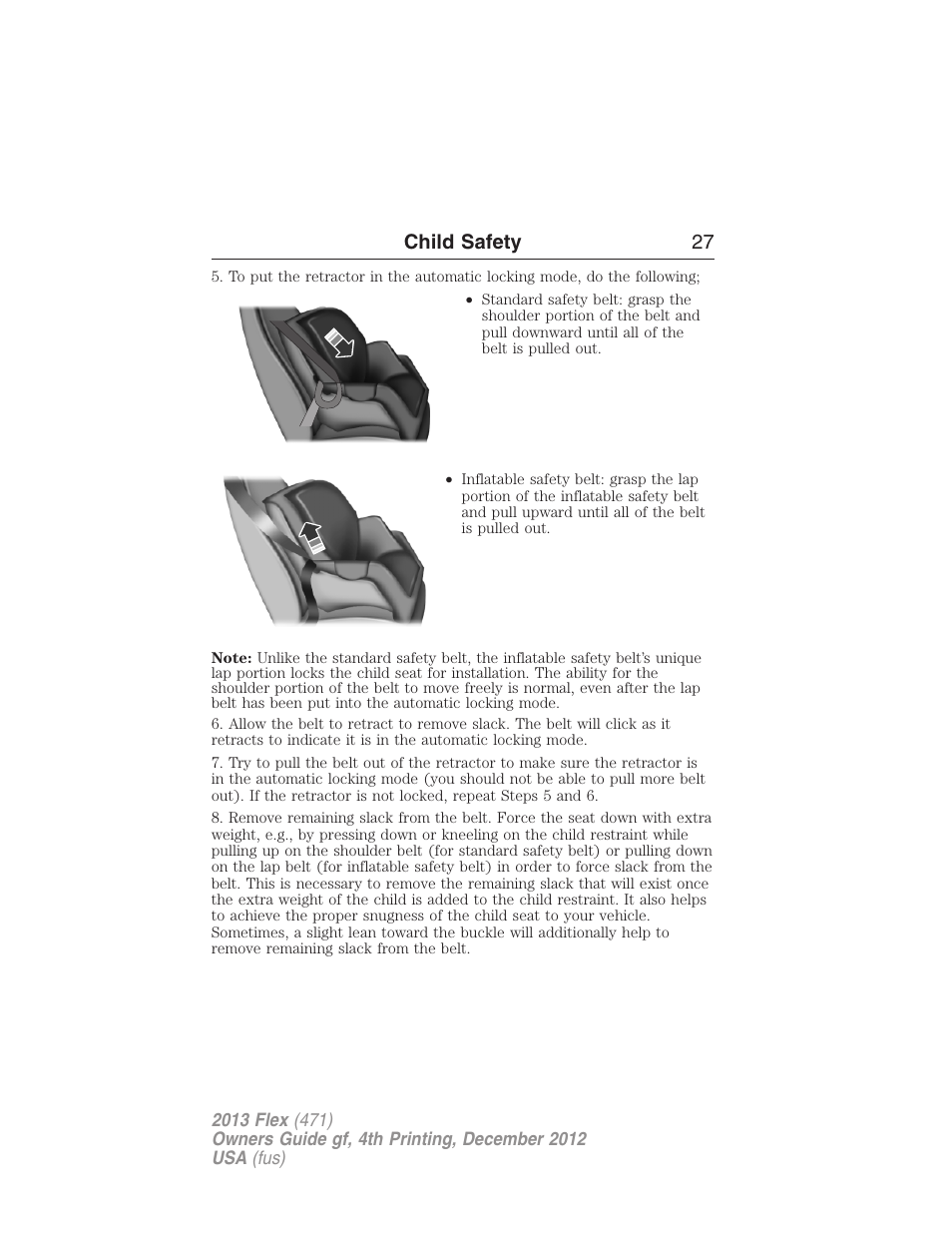 Child safety 27 | FORD 2013 Flex v.4 User Manual | Page 28 / 555