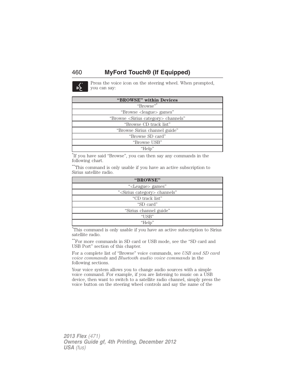 460 myford touch® (if equipped) | FORD 2013 Flex v.4 User Manual | Page 461 / 555