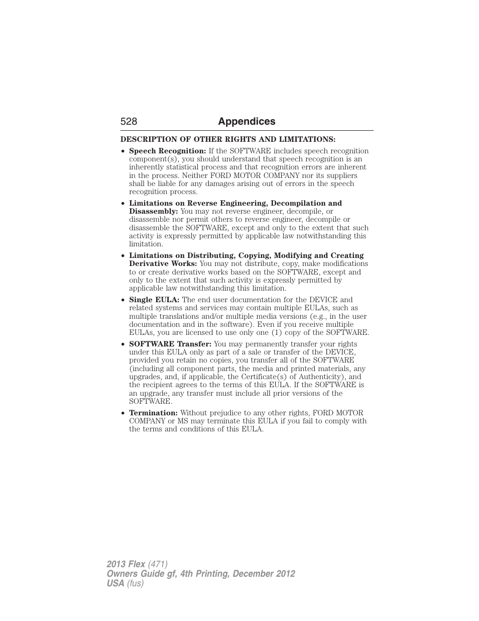 528 appendices | FORD 2013 Flex v.4 User Manual | Page 529 / 555