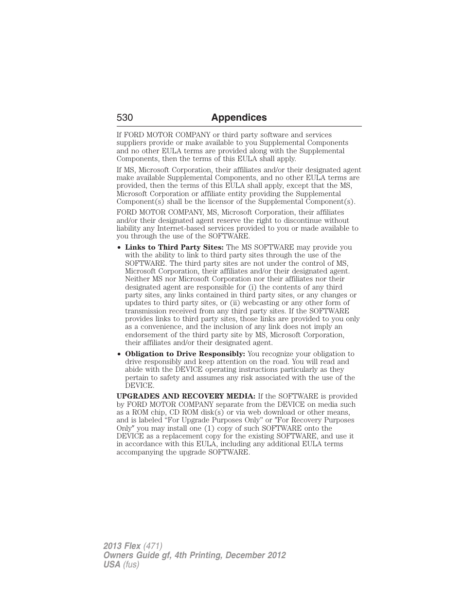 530 appendices | FORD 2013 Flex v.4 User Manual | Page 531 / 555