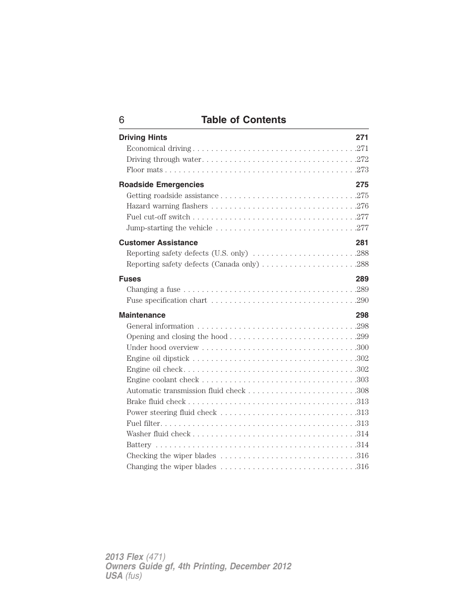 6table of contents | FORD 2013 Flex v.4 User Manual | Page 7 / 555