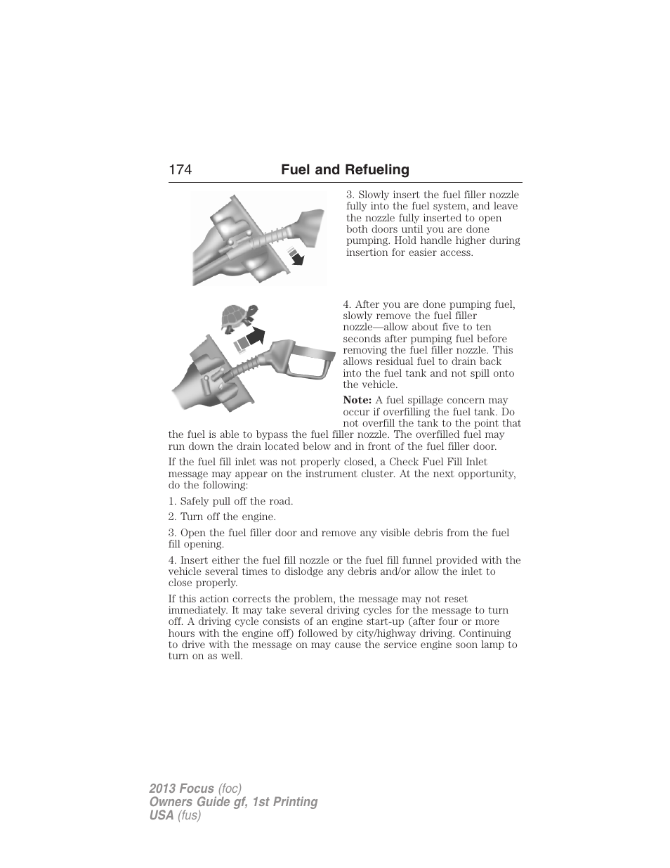 174 fuel and refueling | FORD 2013 Focus v.1 User Manual | Page 174 / 475