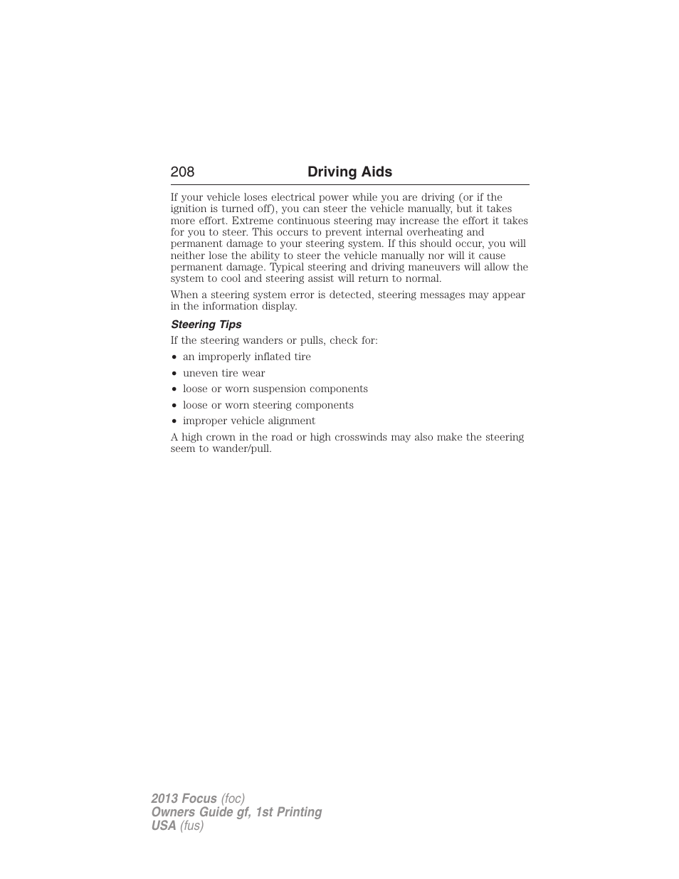 Steering tips | FORD 2013 Focus v.1 User Manual | Page 208 / 475