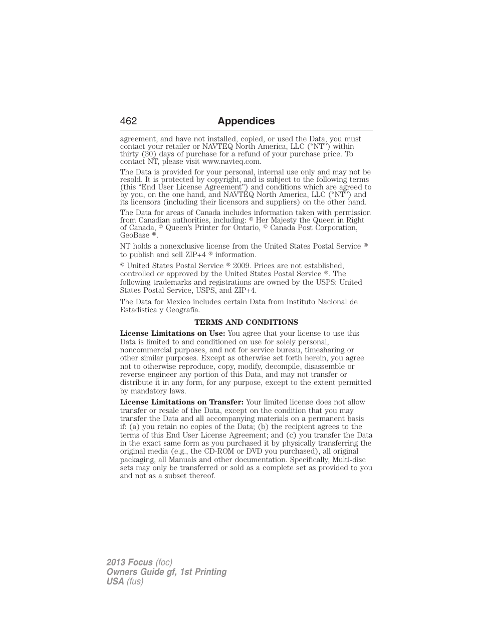 462 appendices | FORD 2013 Focus v.1 User Manual | Page 462 / 475