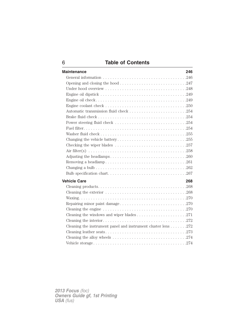 6table of contents | FORD 2013 Focus v.1 User Manual | Page 6 / 475