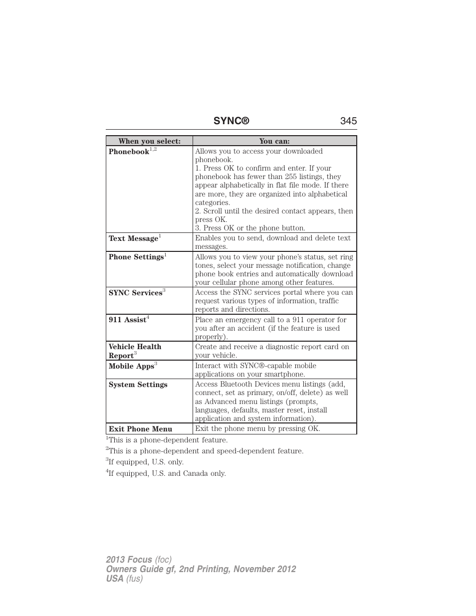 Sync® 345 | FORD 2013 Focus v.2 User Manual | Page 346 / 487