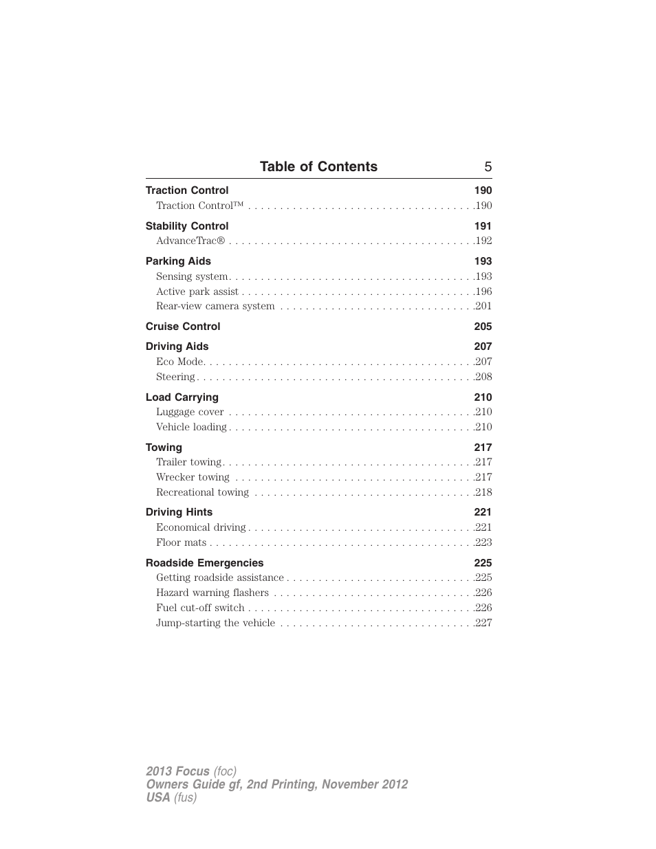 Table of contents 5 | FORD 2013 Focus v.2 User Manual | Page 6 / 487
