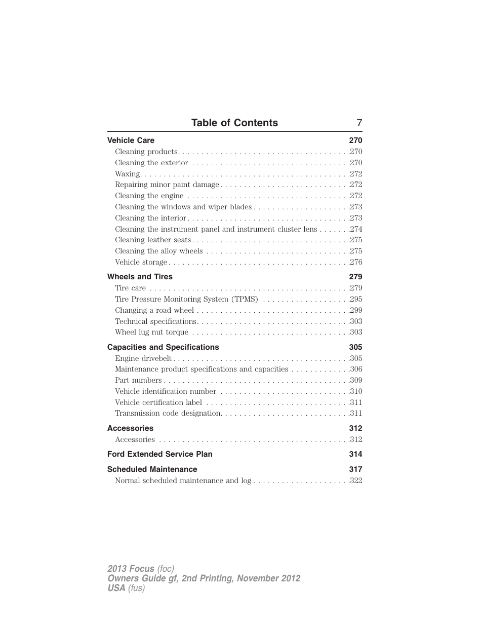 Table of contents 7 | FORD 2013 Focus v.2 User Manual | Page 8 / 487