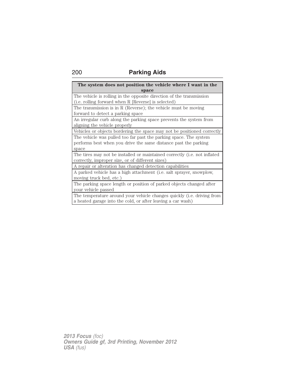 200 parking aids | FORD 2013 Focus v.3 User Manual | Page 201 / 487