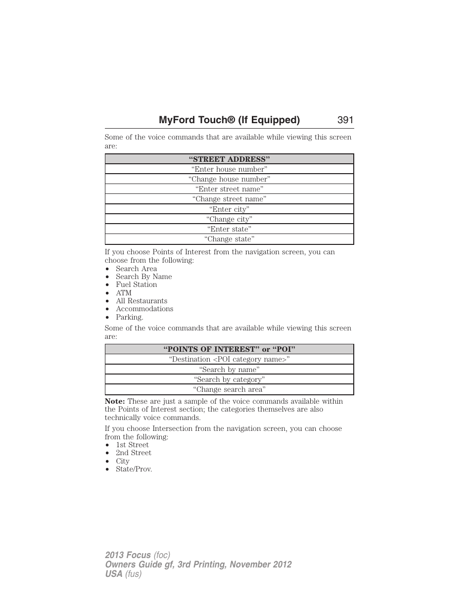 Myford touch® (if equipped) 391 | FORD 2013 Focus v.3 User Manual | Page 392 / 487