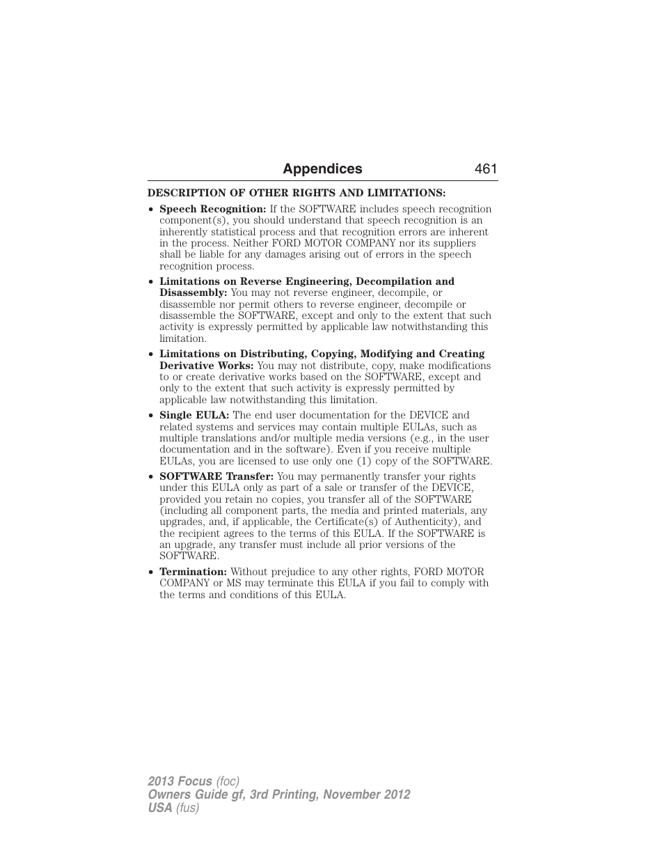 Appendices 461 | FORD 2013 Focus v.3 User Manual | Page 462 / 487