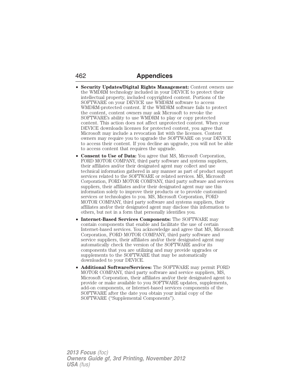 462 appendices | FORD 2013 Focus v.3 User Manual | Page 463 / 487