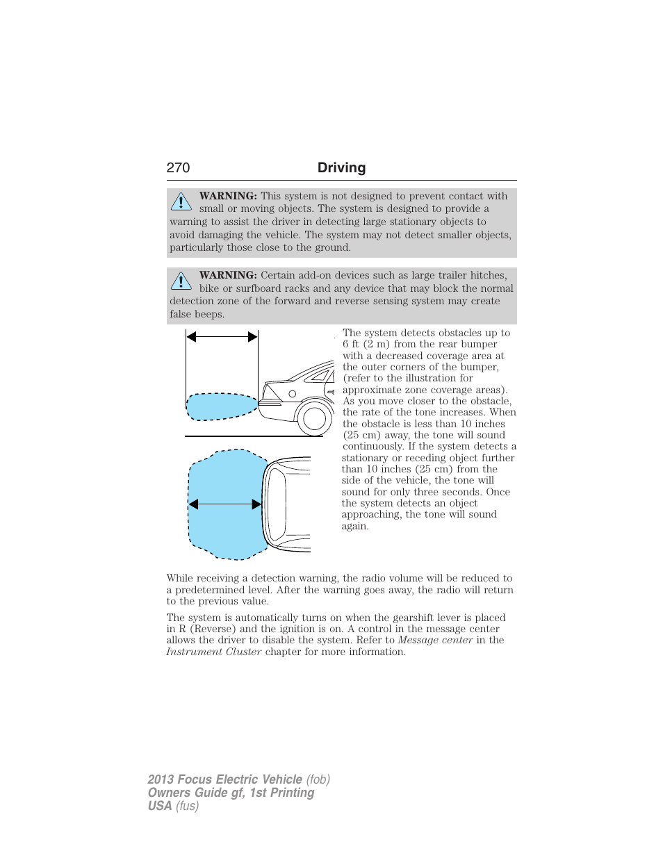 270 driving | FORD 2013 Focus Electric User Manual | Page 270 / 386