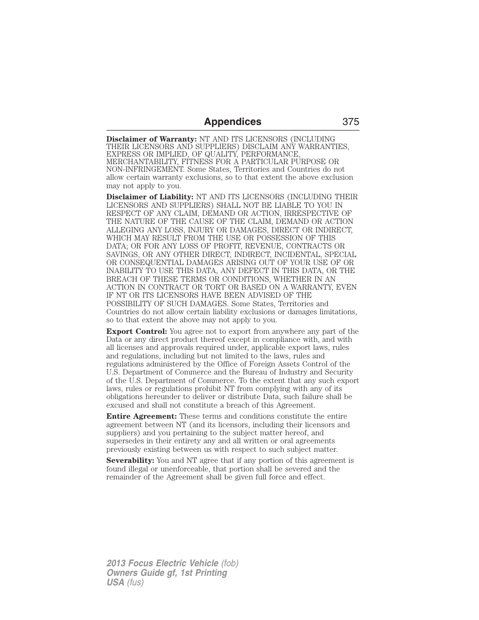 FORD 2013 Focus Electric User Manual | Page 375 / 386