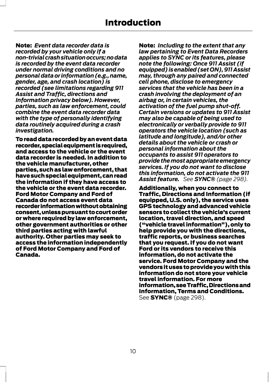 Introduction | FORD 2013 Fusion v.1 User Manual | Page 12 / 449