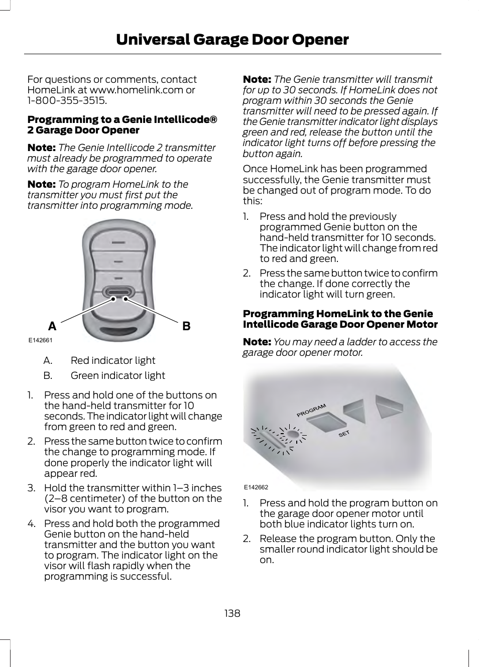 Universal garage door opener | FORD 2013 Fusion v.1 User Manual | Page 140 / 449