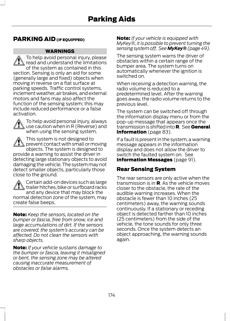 Parking aids, Parking aid, See parking | FORD 2013 Fusion v.1 User Manual | Page 176 / 449