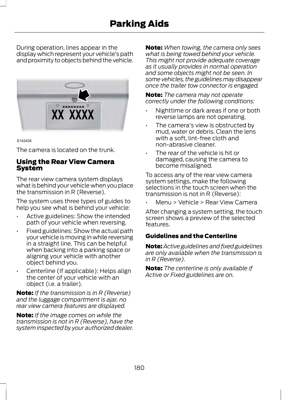 Parking aids | FORD 2013 Fusion v.1 User Manual | Page 182 / 449