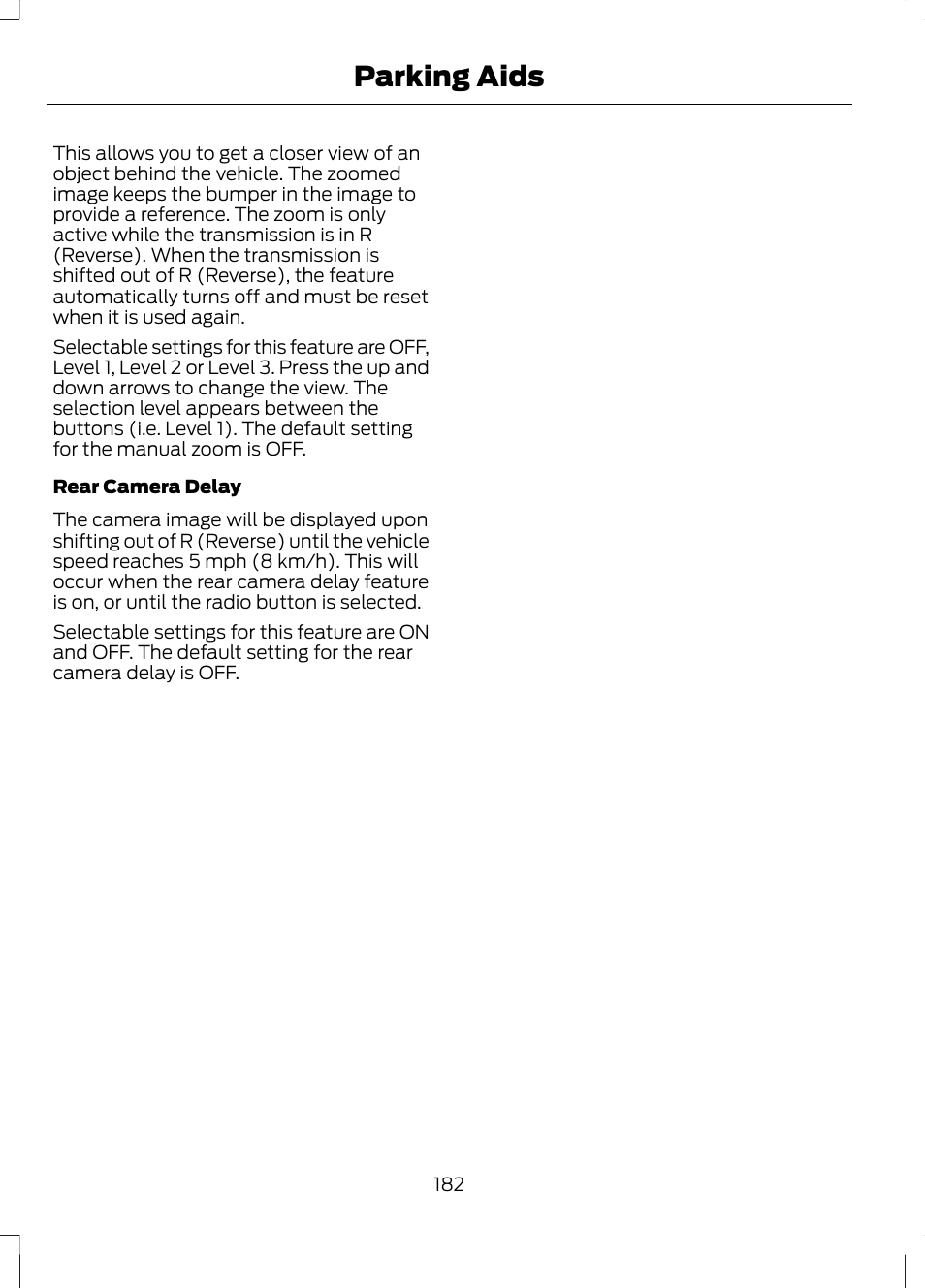 Parking aids | FORD 2013 Fusion v.1 User Manual | Page 184 / 449
