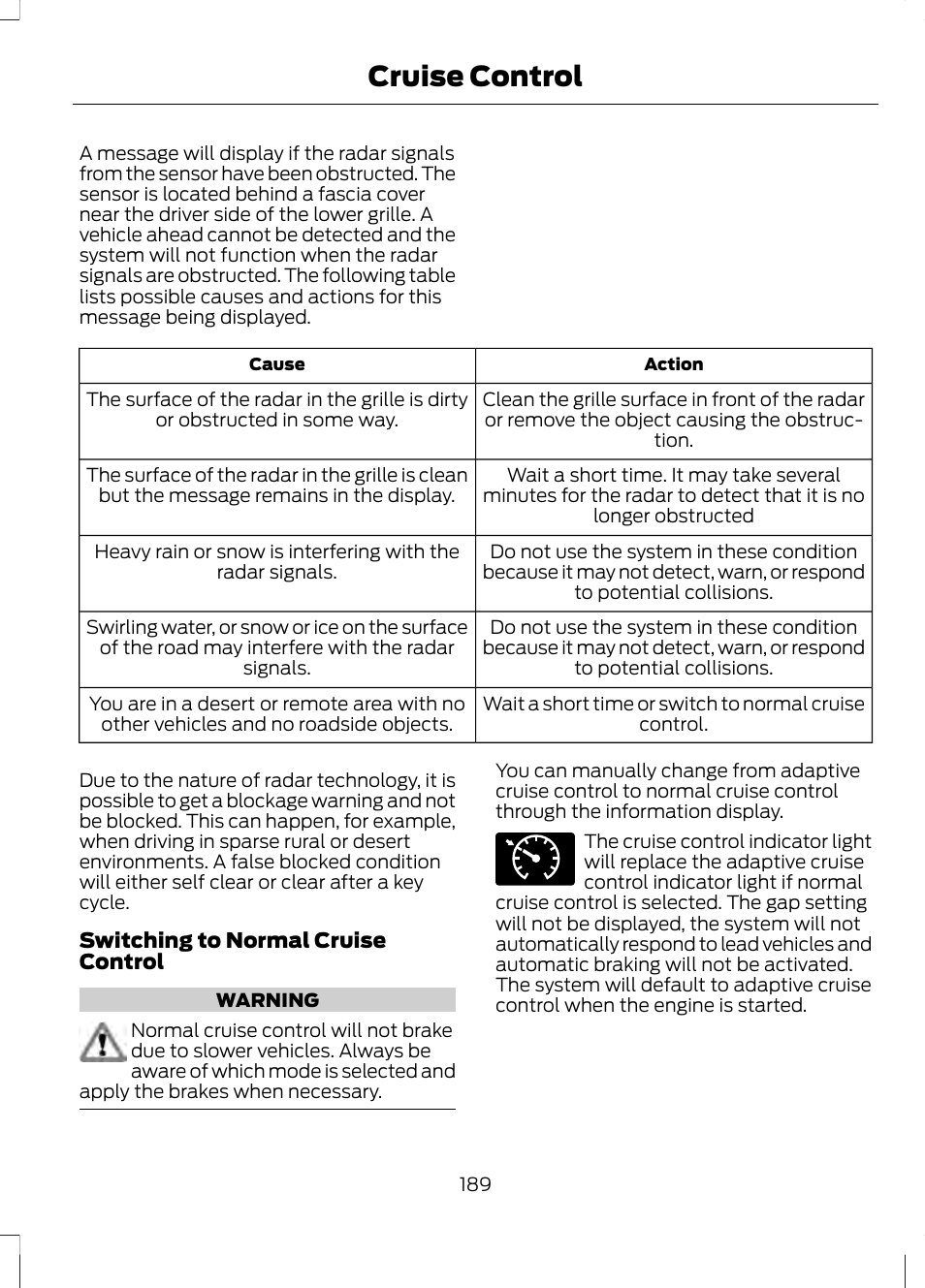 Cruise control | FORD 2013 Fusion v.1 User Manual | Page 191 / 449