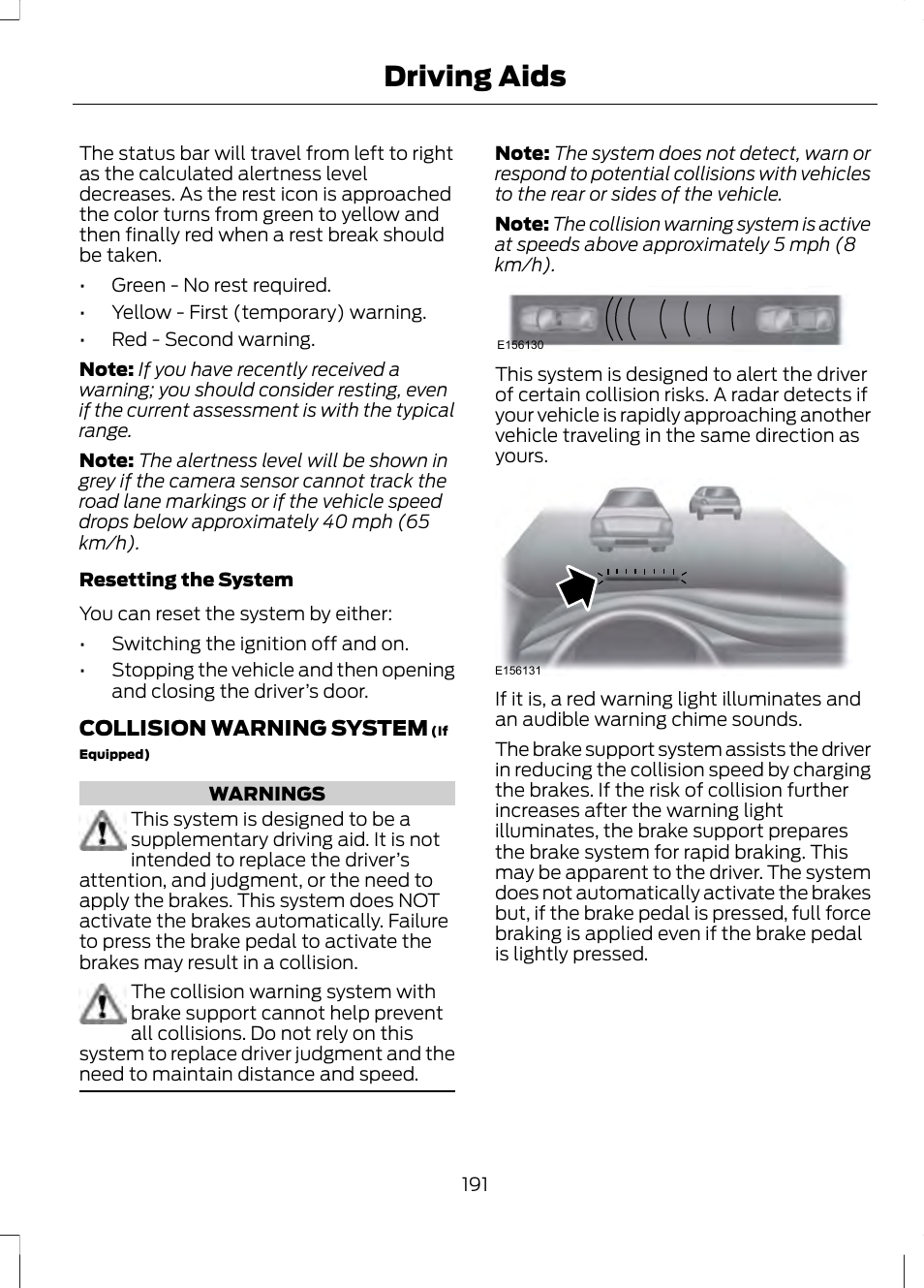 Driving aids | FORD 2013 Fusion v.1 User Manual | Page 193 / 449