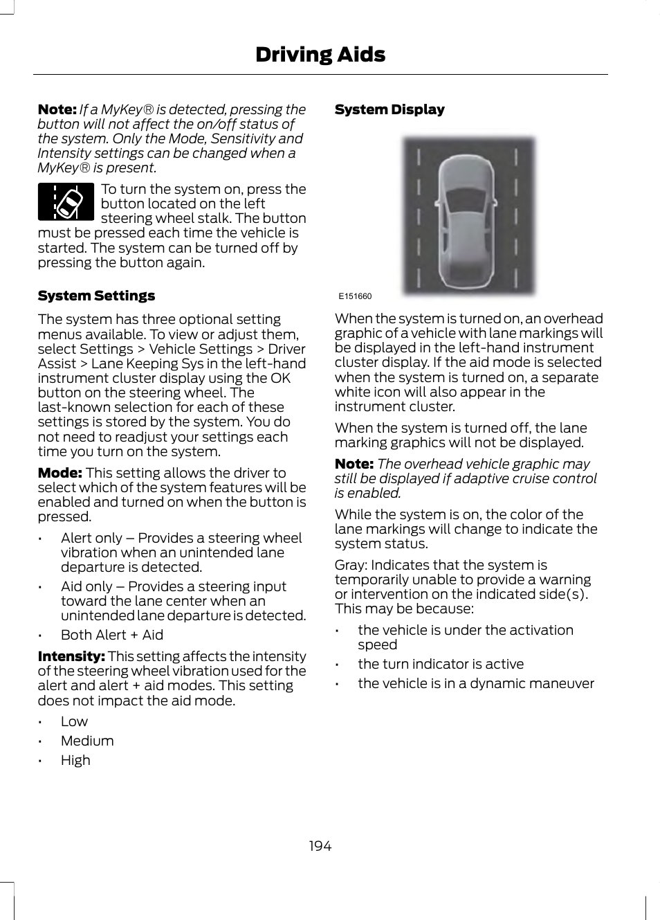 Driving aids | FORD 2013 Fusion v.1 User Manual | Page 196 / 449