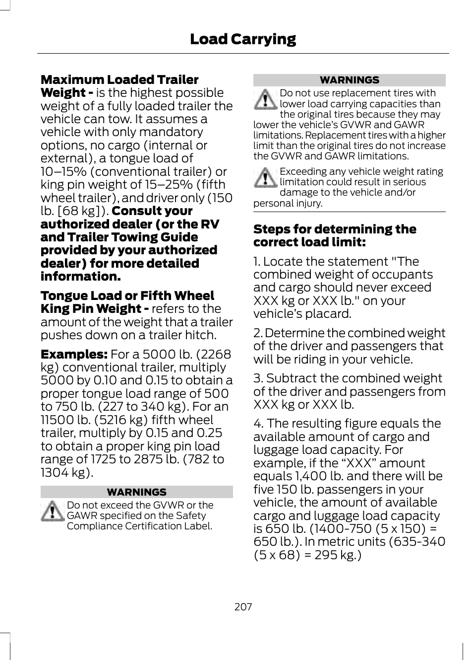Load carrying | FORD 2013 Fusion v.1 User Manual | Page 209 / 449