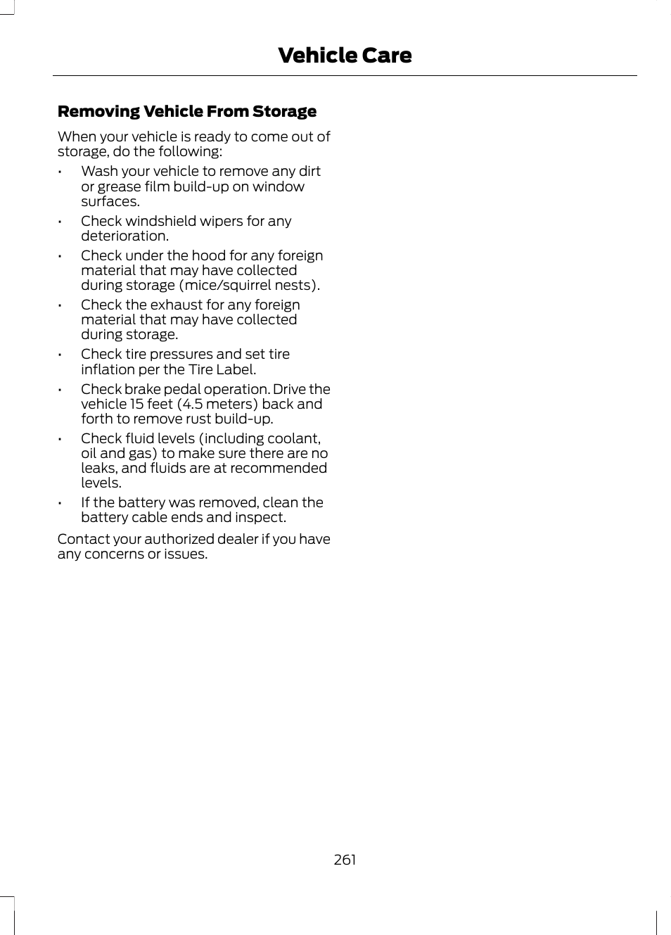 Vehicle care | FORD 2013 Fusion v.1 User Manual | Page 263 / 449