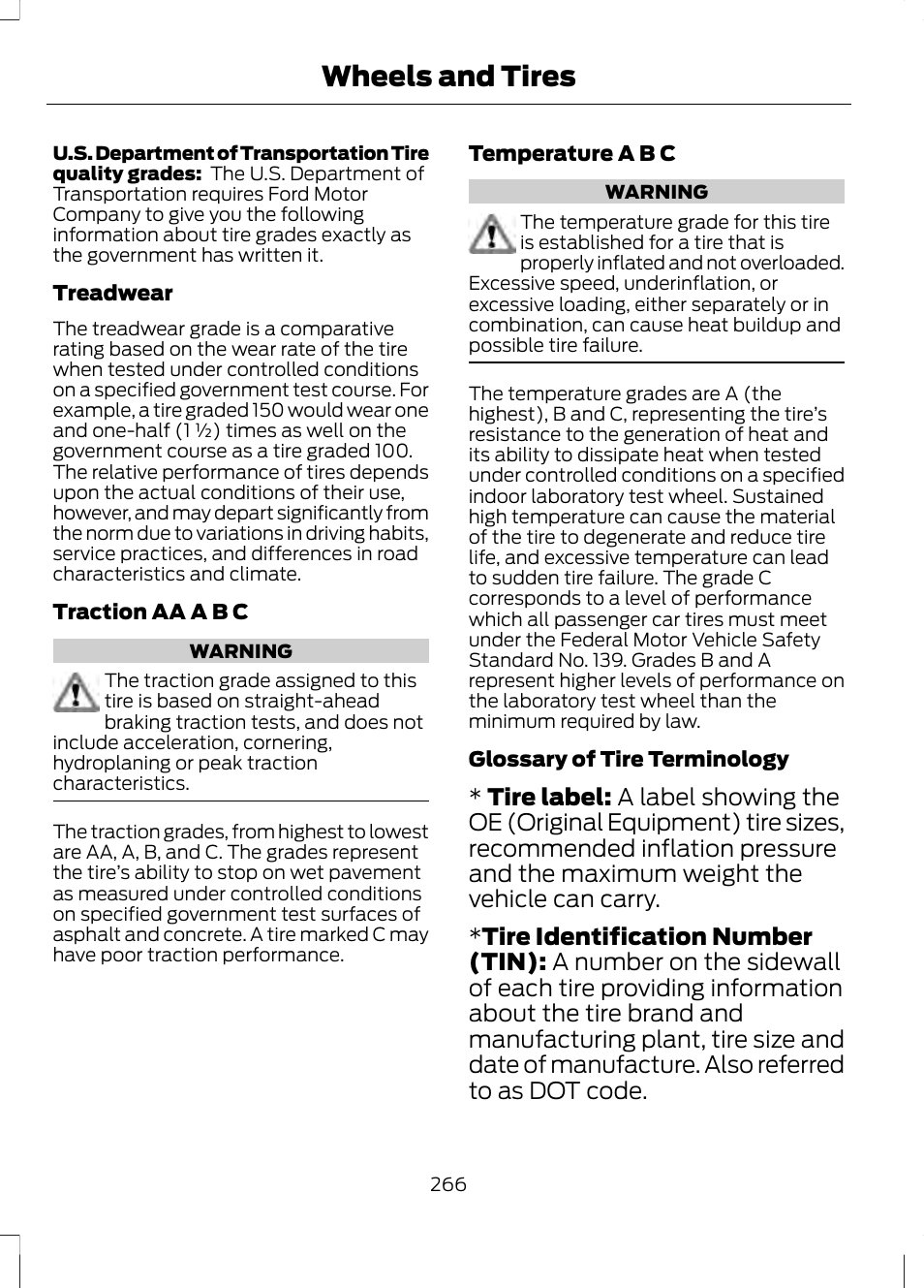 Wheels and tires | FORD 2013 Fusion v.1 User Manual | Page 268 / 449
