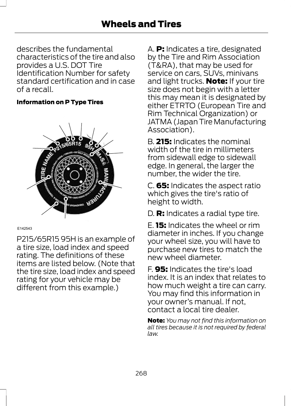 Wheels and tires | FORD 2013 Fusion v.1 User Manual | Page 270 / 449