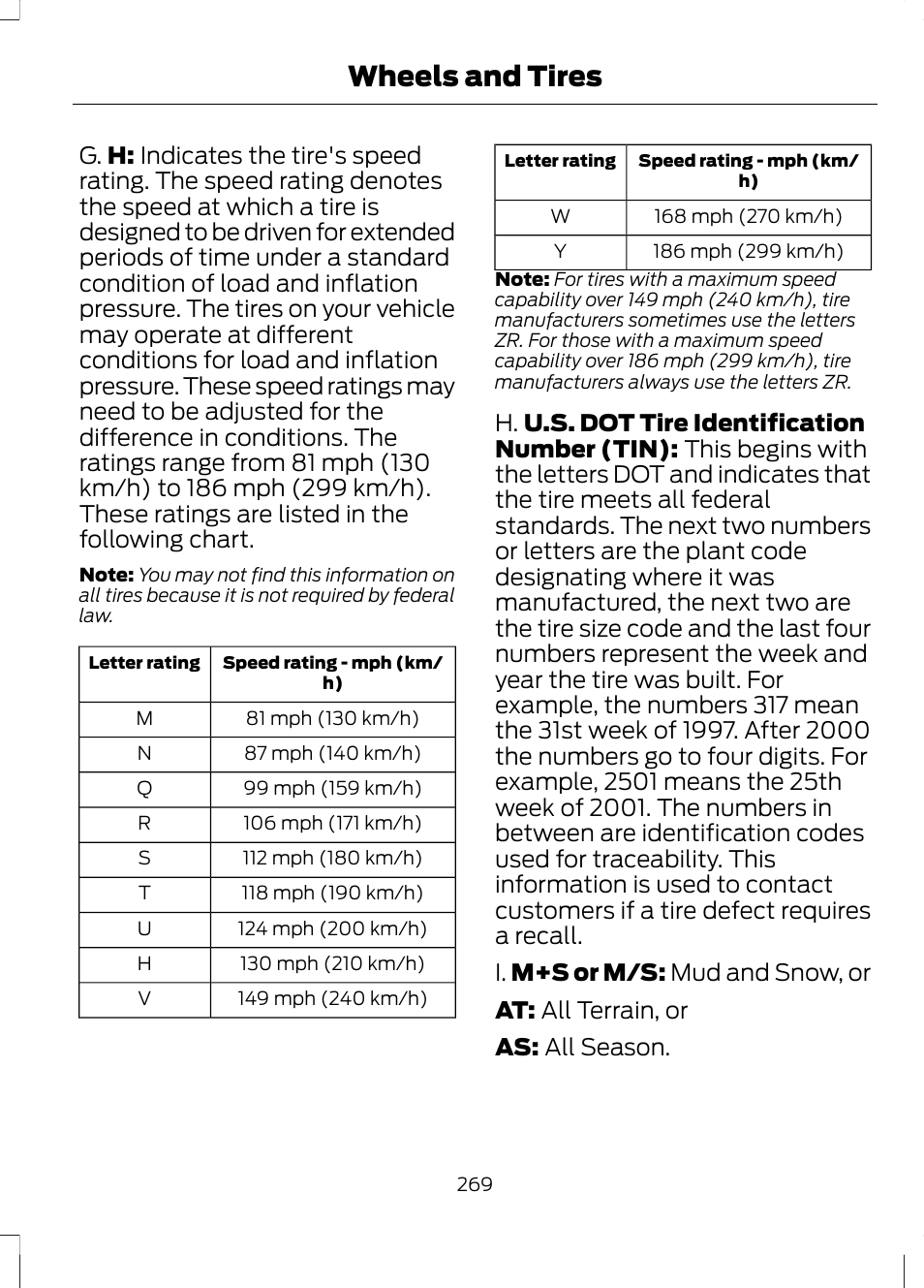 Wheels and tires | FORD 2013 Fusion v.1 User Manual | Page 271 / 449