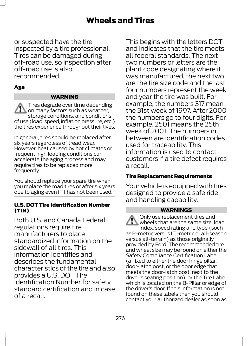 Wheels and tires | FORD 2013 Fusion v.1 User Manual | Page 278 / 449