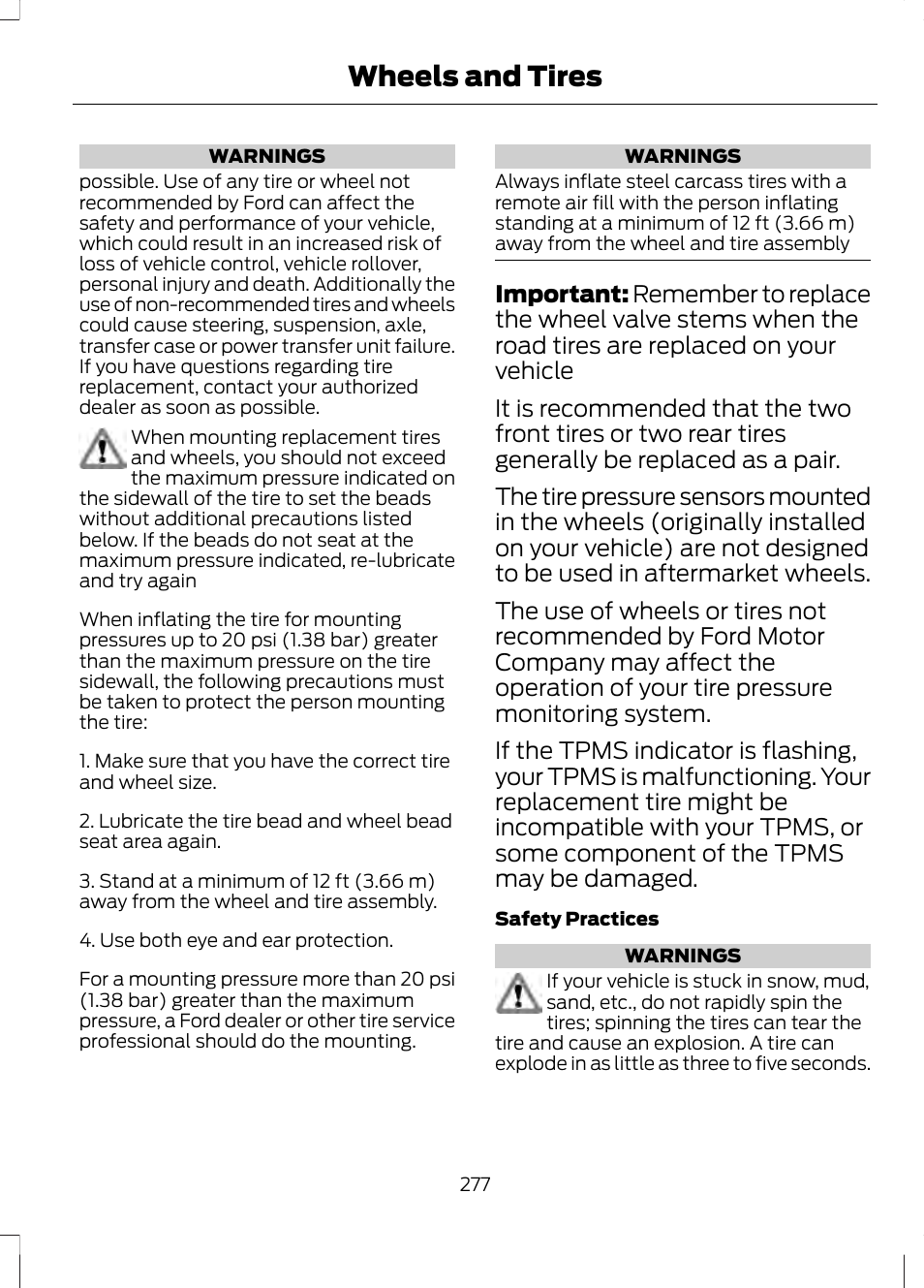 Wheels and tires | FORD 2013 Fusion v.1 User Manual | Page 279 / 449