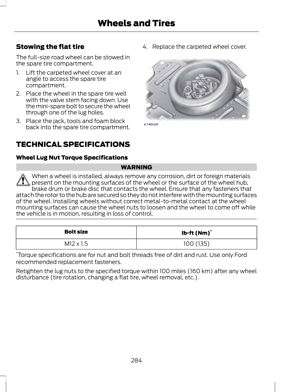 Technical specifications, Wheels and tires | FORD 2013 Fusion v.1 User Manual | Page 286 / 449
