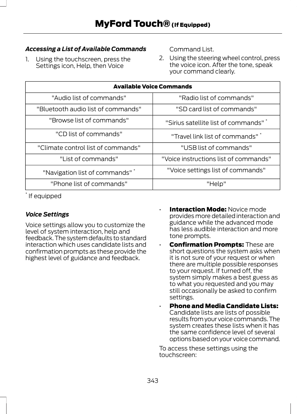 Myford touch | FORD 2013 Fusion v.1 User Manual | Page 345 / 449