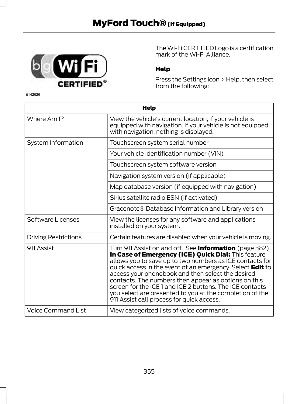 Myford touch | FORD 2013 Fusion v.1 User Manual | Page 357 / 449