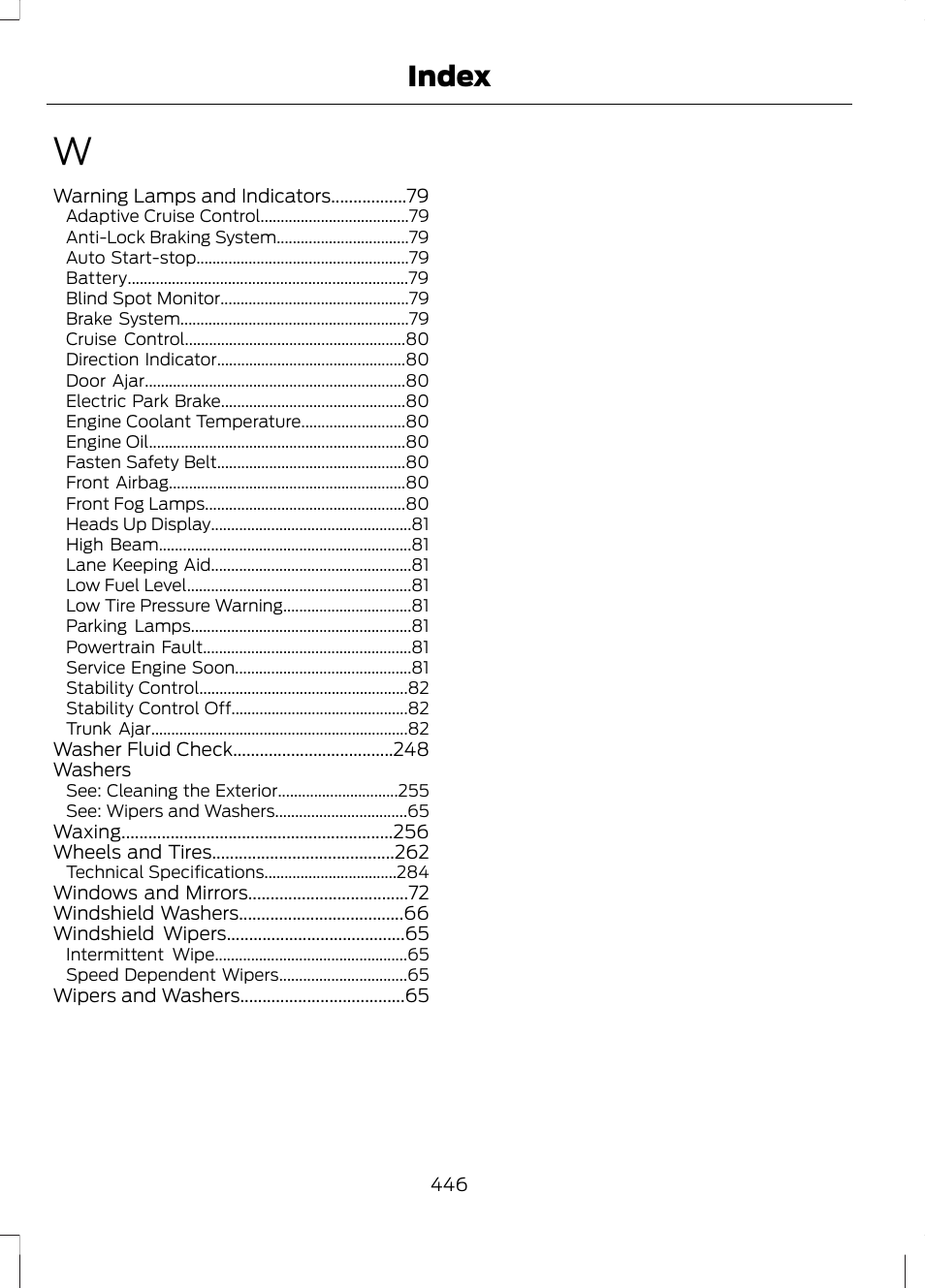 Index | FORD 2013 Fusion v.1 User Manual | Page 448 / 449