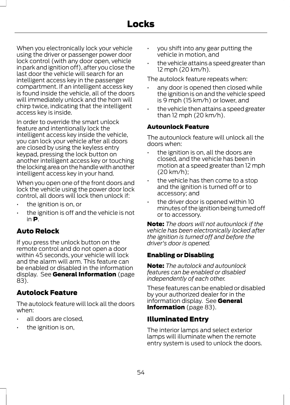 Locks | FORD 2013 Fusion v.1 User Manual | Page 56 / 449